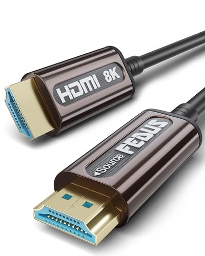 Image of FEDUS Fiber Optic HDMI Cable 20 Meter 8K@60Hz 4K@120Hz in-Wall Rated HDMI 2.1, 48Gbps Ultra High Speed Slim Flexible HDMI to HDMI Cable cord with Dolby Vision Atmos, HDR, eARC, HDCP TV, Soundbar