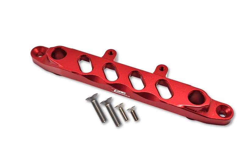 GPM 5Pc Set Upgrades Aluminum Front Chassis Brace for 1/6 4WD SCX6 Jeep Jlu Wrangler (AXI05000) & 1/6 4WD SCX6 Trial Honcho (AXI05001) RC Cars (red)