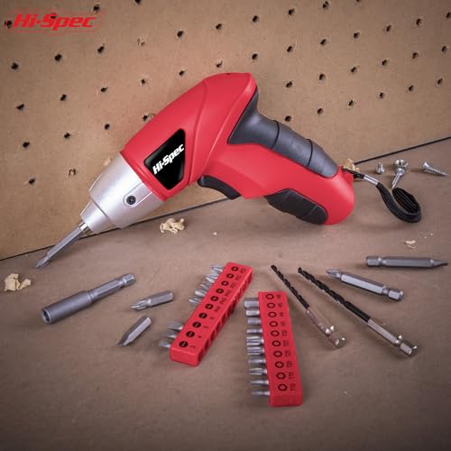 Hi-Spec 27pc 3.6V Red Small Power Electric Screwdriver Set. Cordless & Rechargeable with Driver Bit Set thumbnail 6