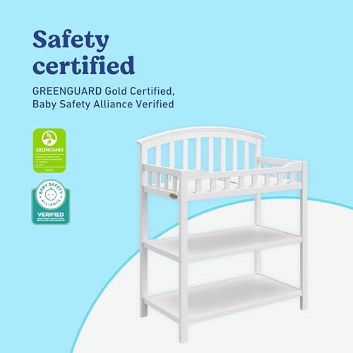 Image of Graco Changing Table with Water-Resistant Changing Pad (White) - GREENGUARD Gold Certified, Multi Storage Nursery Changing Table for Infants and Babies