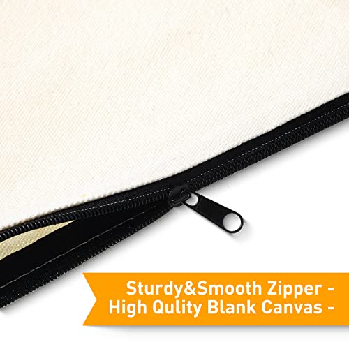 Image of Reginary 80 Pack Canvas Zipper Makeup Bags Bulk Pencil Pouches Blank DIY Craft Canvas Cosmetic Bag Pouch with Zipper for Makeup Cosmetic Toiletry Stationary Storage(Natural and Black Zippers)
