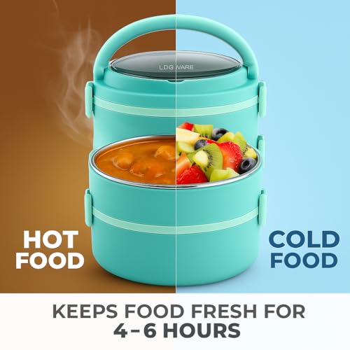 Image of 3 Layer Stainless Steel Insulated Lunch Box-Tiffin Box for Kids,Adults| Leak Proof Double Wall Lunchbox for Office, School Use with Spoon & Lid -Color May Vary (Oval)