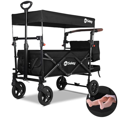 Sekey Carro Plegable Infantil Con Techo Para 2 Niños 150kg, Carrito De Transporte Plegable Para Niños Con Manija Empujadora, Ruedas De Pu A Prueba De Golpes Y Frenos 110l, Dach-Ss 5050, Negro Sekey Carro Plegable Infantil Con Techo Para 2 Niños 150kg, Carrito De Transporte Plegable Para Niños Con Manija Empujadora, Ruedas De Pu A Prueba De Golpes Y Frenos 110l, Dach-Ss 5050, Negro