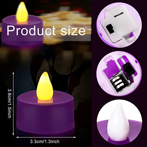 Alternative view of Spiareal 10 Pieces Christmas Advent Candle LED Tea Light Candle Purple White Pink Advent Wreath Candle Flameless Candles for Church Advent Xmas Wreath Decor