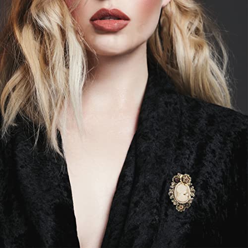 Image of lureme Vintage Elegant Victorian Lady Beauty Cameo with Crystal Brooch Pin (br000017)
