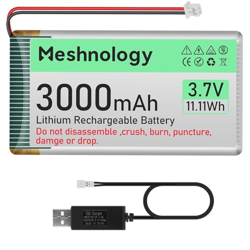 Meshnology 3.7V 3000mAh LiPo Battery with Charger & JST Plug