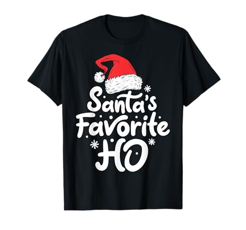 Santa's Favorite Ho Funny Christmas Women Xmas Santa Hat Maglietta
