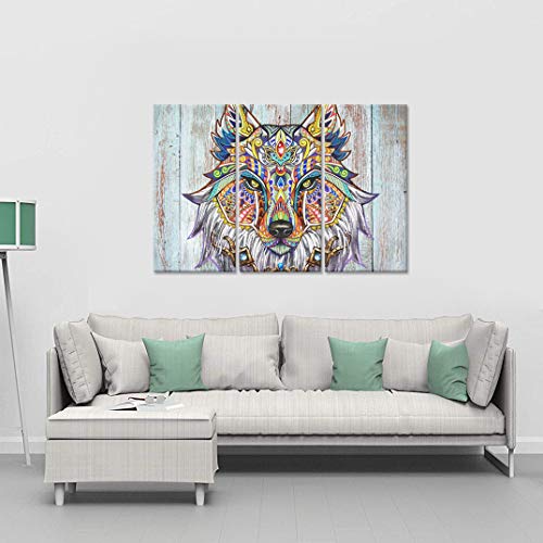 Ihappywall 3 Pieces Wolf Canvas Wall Art Abstract Boho Paisley Animal Wildlife Artwork For Living Room Home Decor Stretched And Framed Ready To Hang 16X32Inchx3Pcs #TOP1