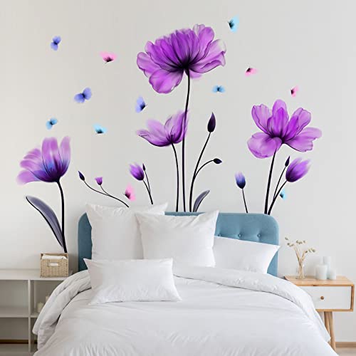 Vinilo Decorativo Flores Moradas Adhesivo Removible miniatura 3
