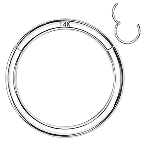 14k Gold Septum Rings Hoop for Women Men, 16G/18G/20G Nose Rings, 6mm/8mm/10mm Gold Cartilage Hoop for Helix, Rook, Daith, Tragus Body Piercing Jewelry