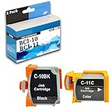 BCI-10 BCI-11 Ink Cartridge Compatible for Canon BCI-10BK BCI-11C Ink Cartridge,Replacement for BJ-30 BJC-50 BJ-55 BJ-70 BJ-80 BJ-85 BJ-85PW Printer 2-Pack