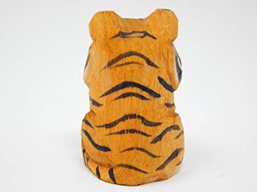 Figura de tigre tallada a mano en madera miniatura 4