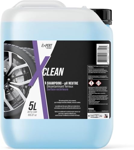 X Clean - Shampoing Voiture pH Neutre 5L - Décontaminant Ferreux - Mousse Abondante - Compatible Kärcher & Lavage Main - Respecte Cire et Céramique - 100+...