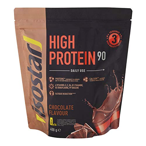 Isostar High Protein 90 Poudre pour Boisson Hyperprotéinée, Chocolat, 16 Boissons, 400 g – Image 3