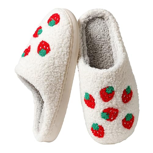 Image of Women's Men's Cute Fuzzy Heart Slippers Memory Foam Fluffy Couple Slippers Cozy House Indoor Outdoor Shoes