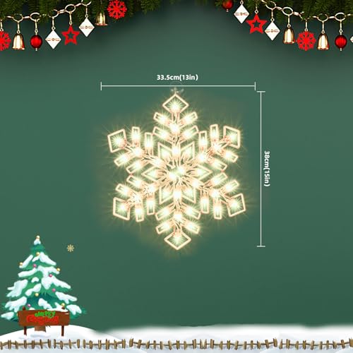 15-Inch Christmas Snowflake Light - Merry Holiday Decoration, Window Silhouette, Double Side Sign Lamp for Indoor Wall Door Glass by LAMPHOME - Image 2