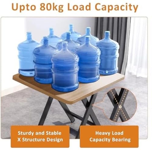 Image of Multi-Purpose Portable & Foldable Wooden Dining Table | Bed Room | Made with Engineered Plywood top and Powder Coated Finish for Home & Office(Yellow)(L*80xB*80xH*75)cm -Pre Assembled