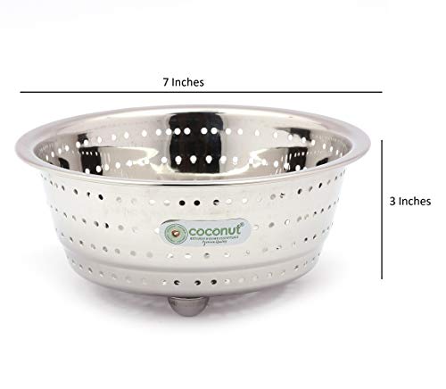 Coconut Stainless Steel Rice, Fruits & Vegetables Basin Strainer/Colander for...