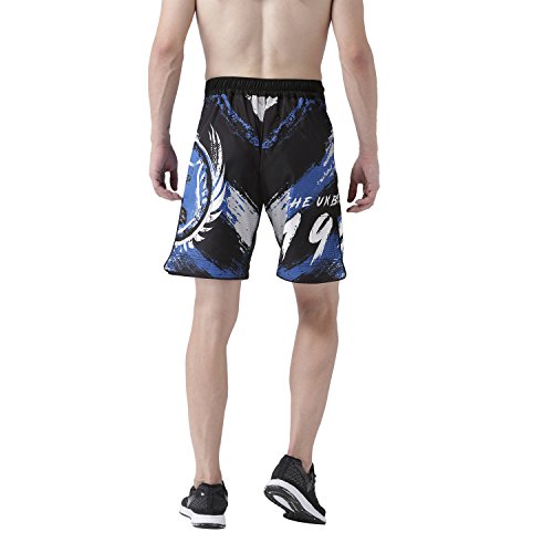 Image of USI UNIVERSAL MMA Shorts for Training & Kickboxing, 411HB Unbeatable Shorts Tuf Stretch Fighting Shorts for Martial Arts, Cage Fight, Muay Thai, BJJ, Boxing (M, Black /Blue)