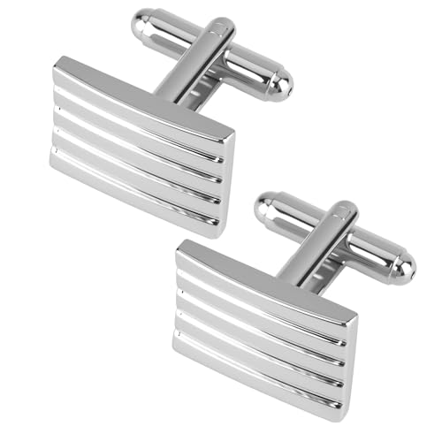 2 Pack Silver Classic Cufflinks for Mens, 2025 Classic Plated