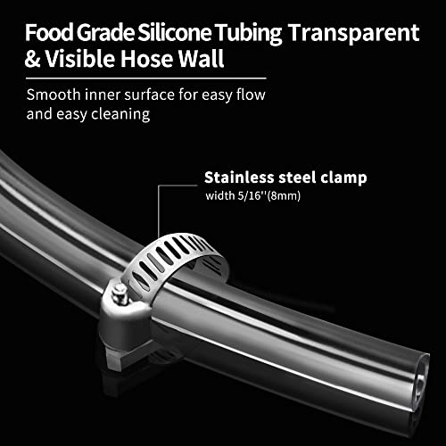 Zazolyne 15 Feet Beer Line Tubing 3/16\" ID,7/16\" OD Homebrew with 6 Hose Clamps for Kegs, Kegerator, Wine Making, Aquaponics, Air Hose