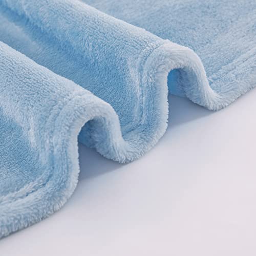Image of JIAHANNHA Flannel Fleece Ice Blue Blanket Throw Size(50 by 60 Inches),Light Blue Throw Blanket for Couch Sofa Bed,Super Soft Plush Cozy and Lightweight Warm Bed Blanket for All Season