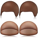 WILLBOND 4 Pcs Halloween Bald Caps Makeup Latex Bald Caps Head Wig hat Costume Accessories for Adults(Dark Brown,Simple Style)