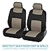 BDK PolyPro Car Seat Covers Full Set in Light Beige on Black, Front and Rear Split Bench Seat Covers for Cars, Easy to Install Car Seats Cover Set and Accessories for Auto Trucks Van SUV - Light Beige