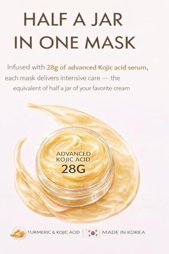 Kojic Acid Turmeric Brightening Gel Face Mask | Overnight Firming & Hydrating for Elasticity & Glow | Korean Skincare with Niacinamide, Peptides & Hydrolyzed Collagen | 4 Pack - Image 5