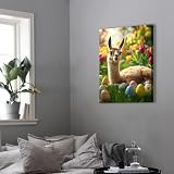 Alpaka Płótno Wall Art Wiosna Wielkanoc Dom Dekoracja ścienna Kolorowe tulipany Oprawione tulipanami Zdjęcia do salonu Easter Eggs 45x60cm Rama wewnętrzna