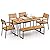 Tangkula 6 Pieces Outdoor Acacia Wood Dining Set, Patio Table and Chairs Set with Bench for 6-7 People, Outdoor Dining Furniture Set with 2" Umbrella Hole for Garden, Backyard and Poolside