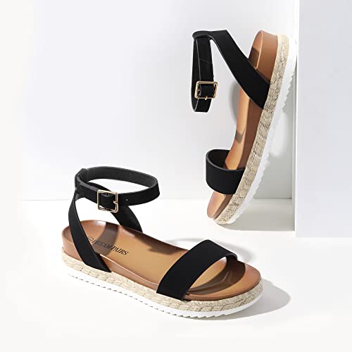 DREAM PAIRS Women's Open Toe Platform Espadrille Wedge Sandals Comfortable One Band Dressy Casual Sandals for Women3