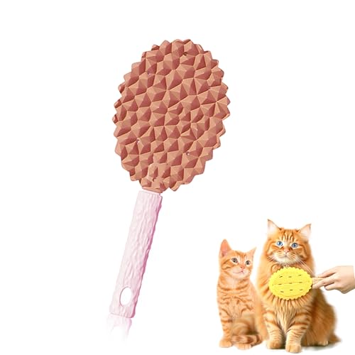 Image of Cat Comb for Long & Short Hair, Cat Deshedding Brush with One Click Self-Cleaning Button, Pet Hair Remover for Indoor Cats, Mutifunctional Grooming Tool for Rabbit Kitten Small Dog (Pink)