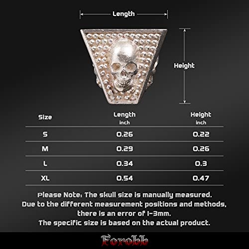 Skull Bead Charm Pendant for Necklace Bracelet 925 Sterling Silver Handcrafted Gothic Rock Punk Diablo Biker Retro Light Silver [Pyramid 60075]2