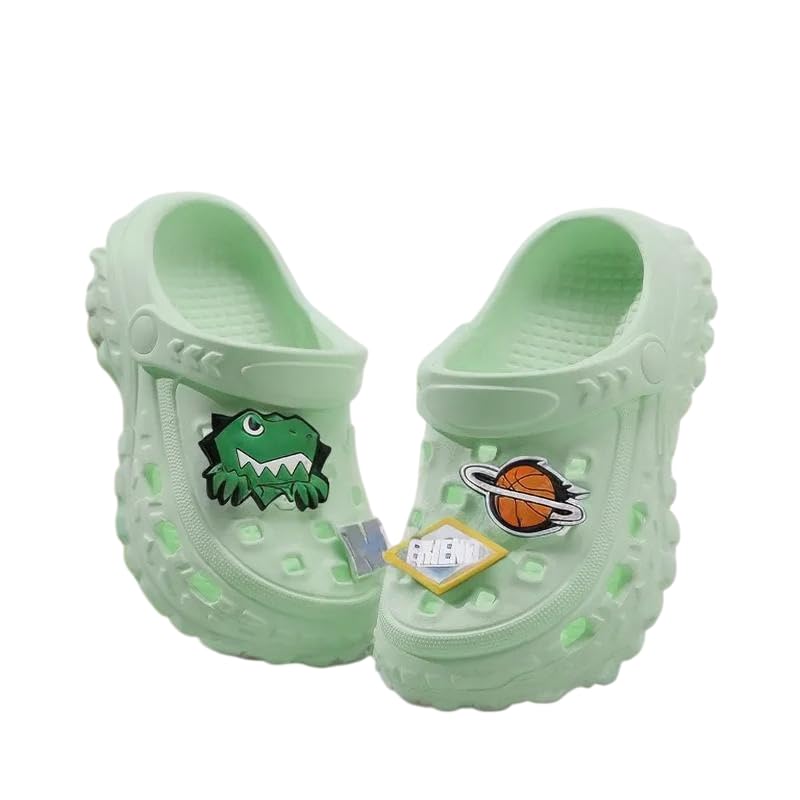 Kids Clogs Shoes for Baby Boys Girls Soft Comfortable Non-Slip Summer Sandals | Toddler Flip-Flop Slip On Indoor & Outdoor Jibbex Clog Slides Green (2.5-3Yrs)