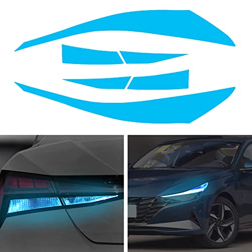 TOMALL Headlight Sidemarker Rear Fog Light Vinyl Films Smoke Tint Compatible with Hyundai Elantra 2021-2023 PreCut Light Transmission Amber Edges Delete Stickers Car Decal Decoration (Blue-2pair) by TOMALL - Used condition - US$11.52