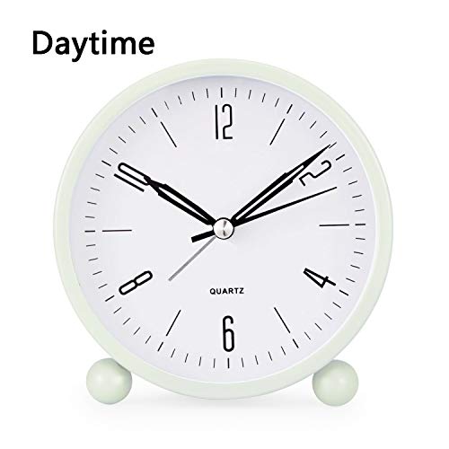 image for JALL Analog Alarm Clock, 4 inch Super Silent Non Ticking Small Clock w