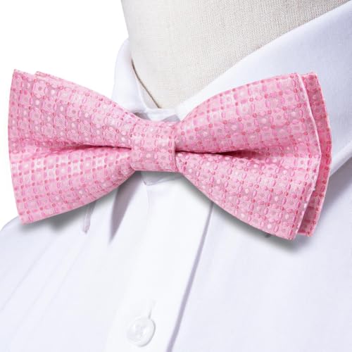 Image of Dubulle Mens Paisley Striped Bowtie Set Pre-tied Bowtie for Men and Pocket Square Set Wedding Business