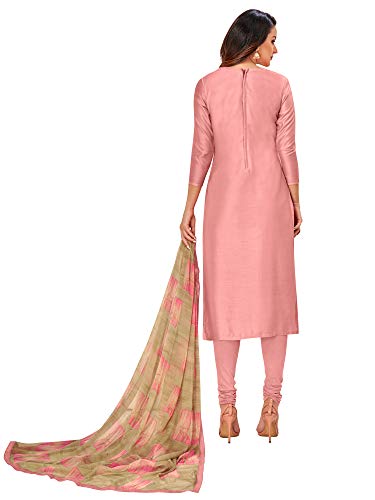 Image of AKHILAM Women's Chanderi Cotton Embroidered Unstitched Salwar Suit Material(Red 32DMK80 Parent)