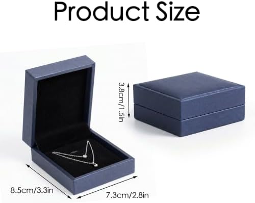 WINDAWNKE PU Leather Necklace Pendant Box, 2.8" x 3.3" x 1.5" Royal Blue