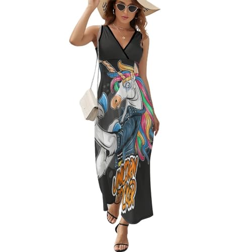 Robe longue d'été Licorne Rock exprimez votre liberté avec ce style maxi col V
