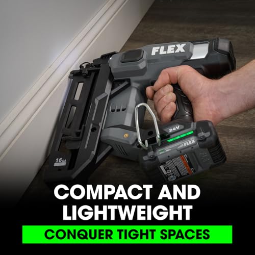 Image of FLEX 24V Brushless Cordless 16 Gauge Straight Finish Nailer Kit, Zero Ramp-up, Heavy Duty Decorative Trim, Drives 3 /4 inch to 2-1 /2 inch, Lightweight w / 2.5Ah Battery & 160W Fast Charger - FX4321-1A