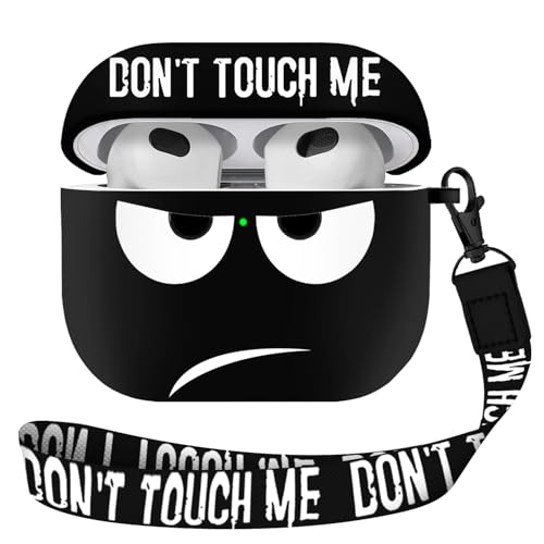 Image of for Airpods 3 Case 2021, Don't Touch Me for Airpods Cover with Keychain /Lanyard Soft Cute Shockproof Cover for Women Men Compatible with for Airpods 3 Charging Case -Black