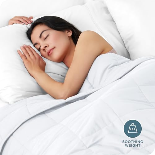 Bare Home Weighted Blanket Full or Queen Size 15lb (48" x 72") for Adults - All-Natural 100% Cotton - Premium Heavy Blanket Nontoxic Glas...