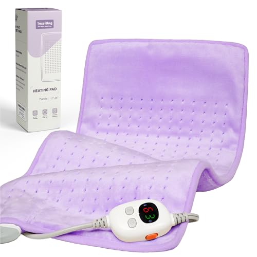 Texciting Heating Pad for Neck and Shoulders and Back,12' x 24'Electric Heating Pads with 3H-Auto Shut Off and 6 Heat Levels,Machine Washable,Birthday Gifts for Men and Women(Purple