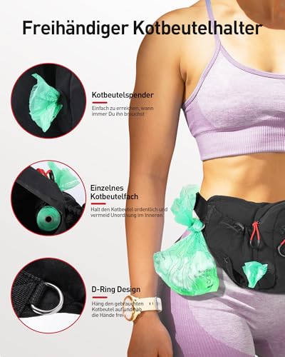 AGPTEK Bauchtasche mit Leckerli-Tasche, Futterbeutel Hunde, Leckerlibeutel für Hunde, leichte Gürteltasche Hüfttaschen für Hundespaziergänge, Reise, Wanderung und Outdoor-Aktivität
