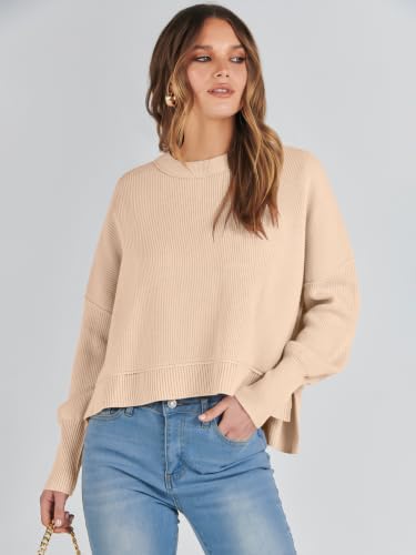 Image of ANRABESS Cropped Sweaters for Women Long Sleeve Oversized Fall Outfits
