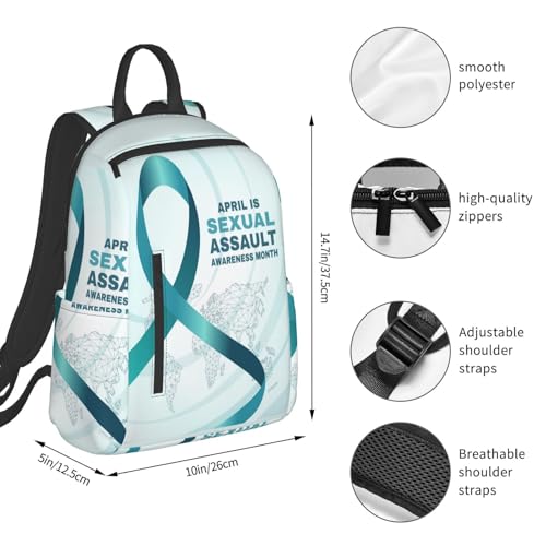 Sexual Assault Awareness Month Backpack for Men Women Lightweight Travel Backpack for Work Hiking Gym Outdoor Activities4