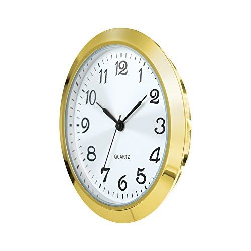 Hicarer 1.8 Inch (45 Mm) Round Quartz Clock Insert With Arabic Numerals Fit 1.6 Inch (40 Mm) Diameter Hole (Gold Bezel) #TOP4