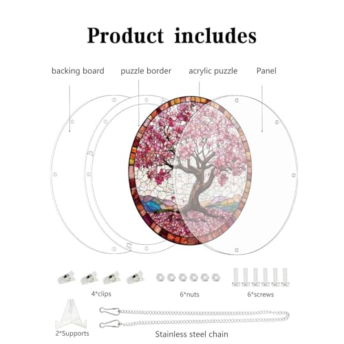Pendentif fenêtre arbre puzzle acrylique attrape-soleil idée cadeau